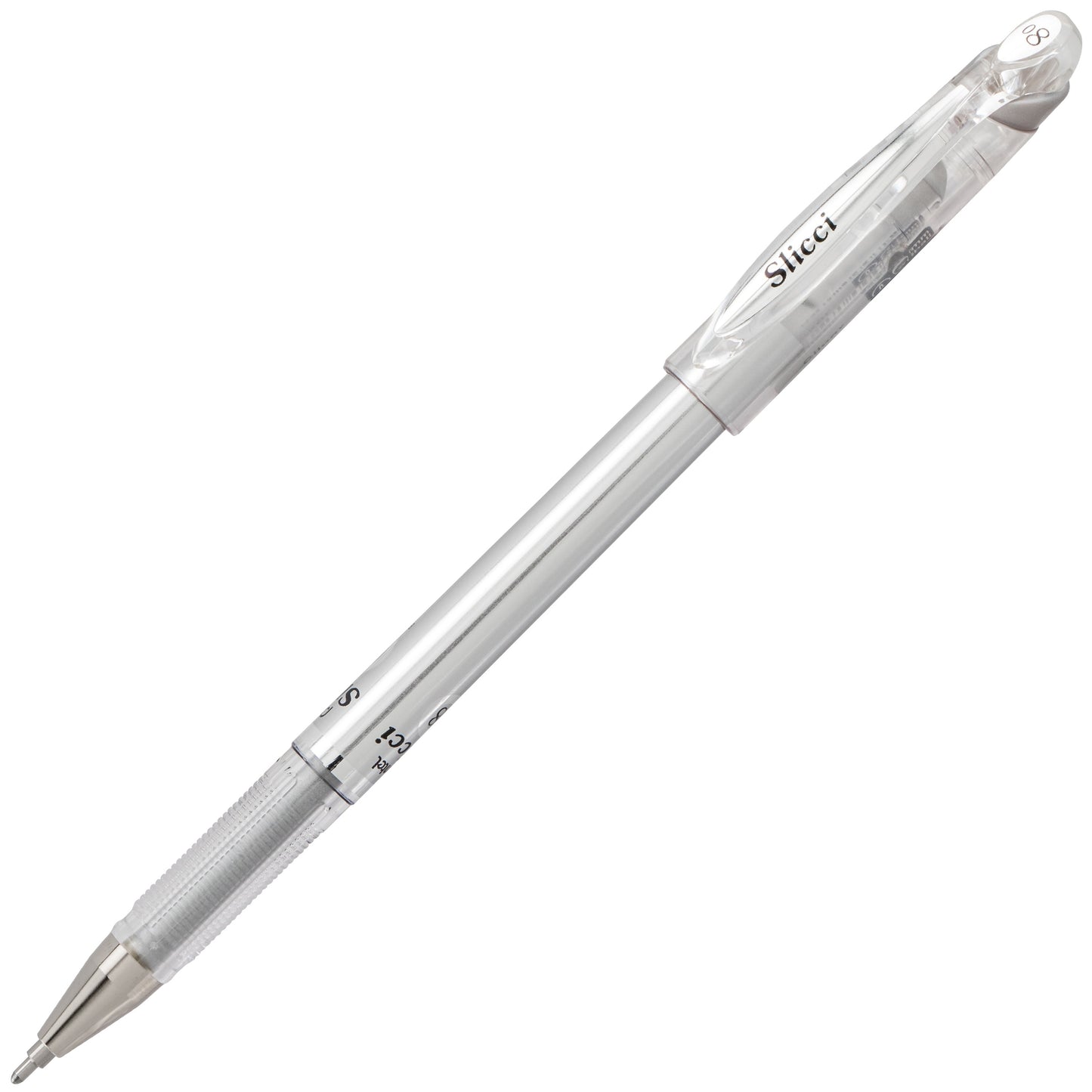 Pentel Arts Slicci METALLIC (0.8mm) Needle Tip Med Gel Pen Silver Metallic Ink (BG208-Z)