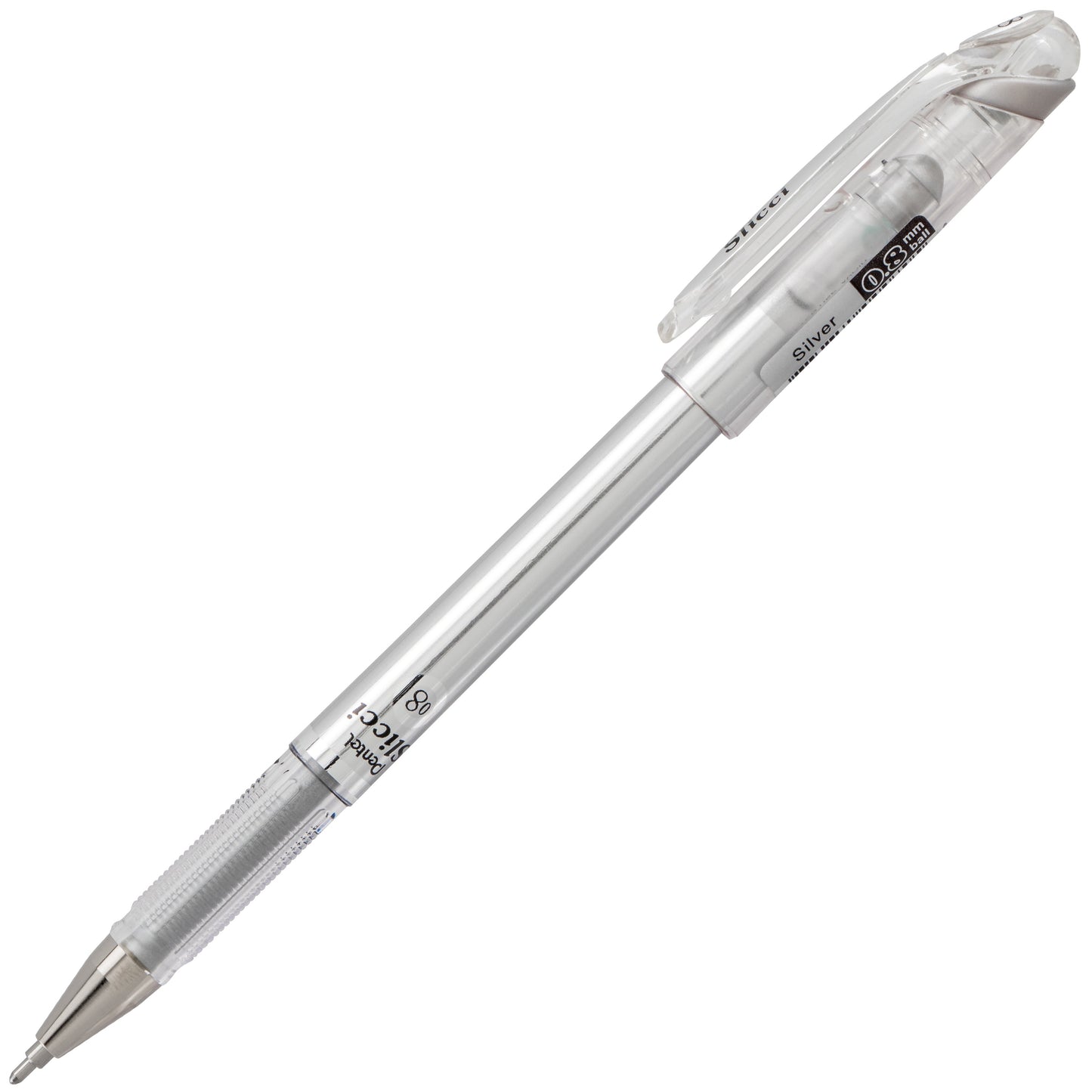Pentel Arts Slicci METALLIC (0.8mm) Needle Tip Med Gel Pen Silver Metallic Ink (BG208-Z)