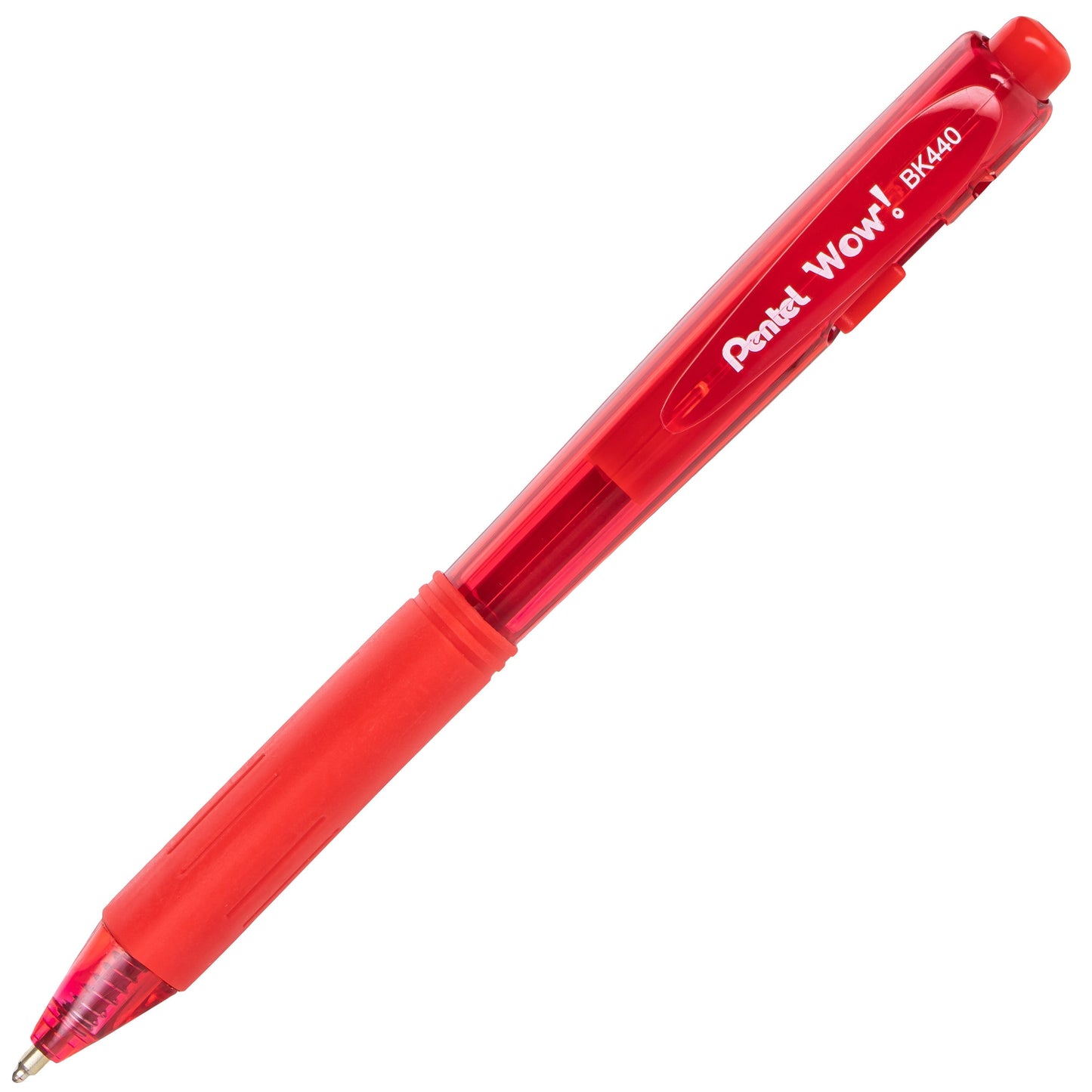 Pentel Wow! Retractable Ballpoint Pen, (1.0mm) Medium Line, NEW Ink, Red Ink (BK440-B)