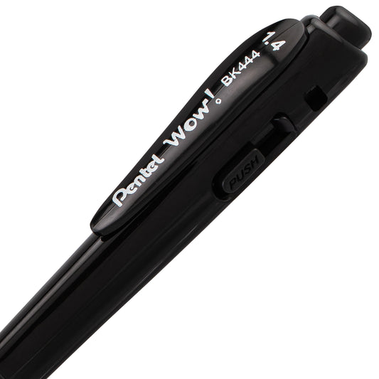 Pentel WOW! Ballpoint Pen, (1.4mm), Bold Line, Black Ink (BK444-A), 24 Dozen