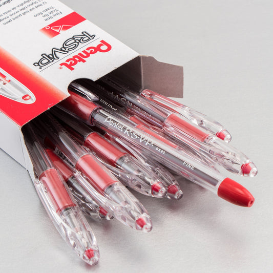 Pentel RSVP Ballpoint Pen, (0.7mm) Fine Line, Red Ink (BK90-B)