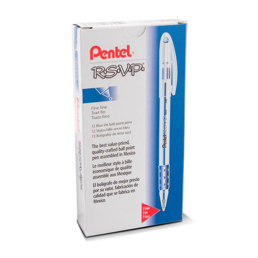 RSVP Ballpoint Pen, (0.7mm) Fine Line, Blue Ink (BK90-C)