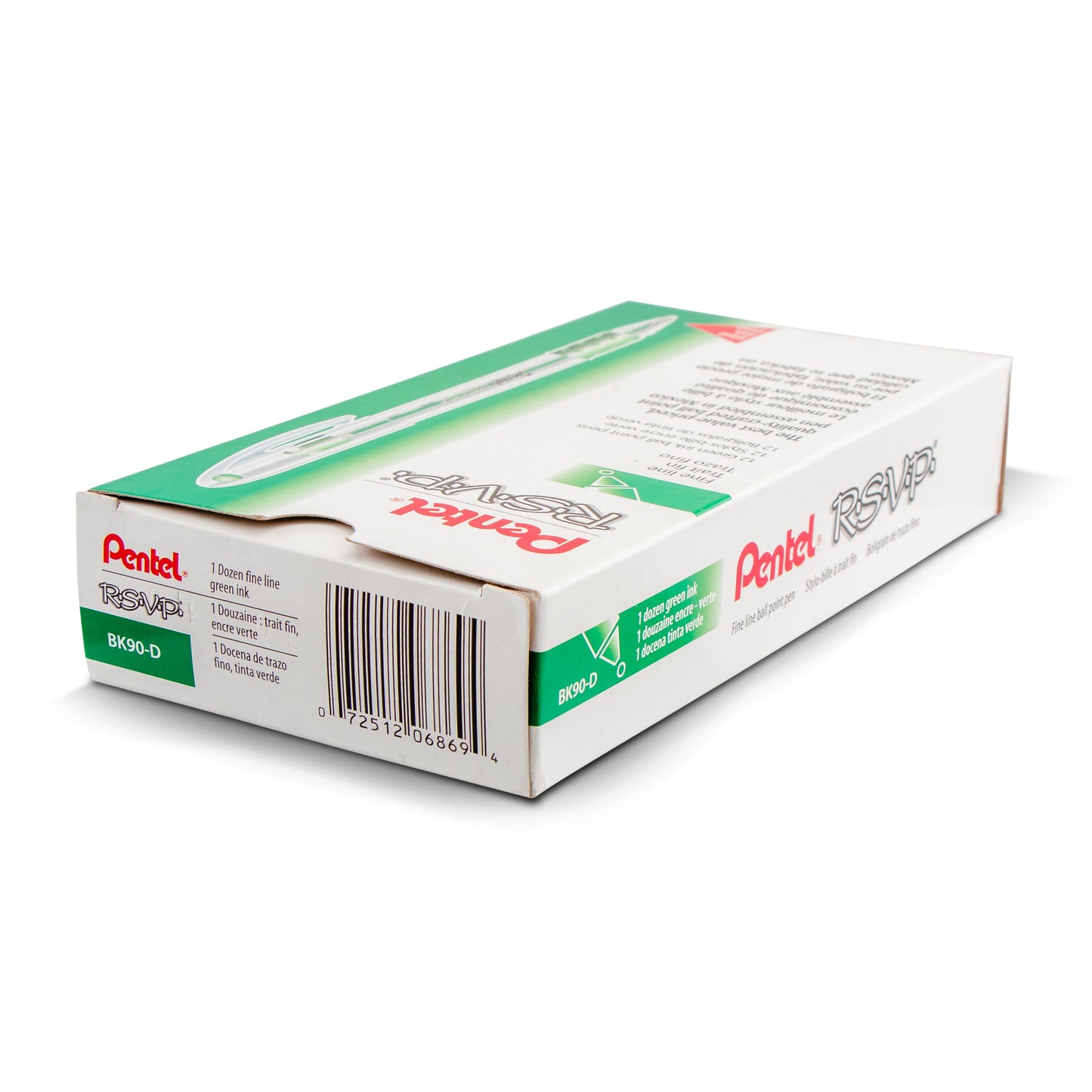 RSVP Ballpoint Pen, (0.7mm) Fine Line, Green Ink (BK90-D)