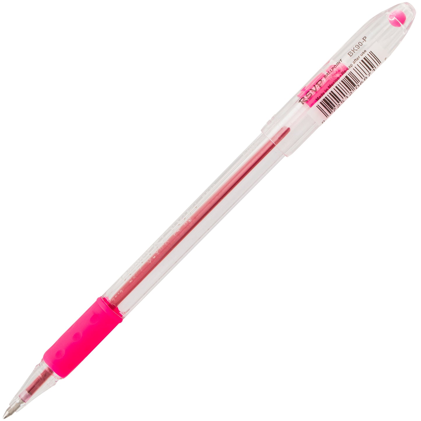 RSVP Ballpoint Pen, (0.7mm) Fine Line, Pink Ink (BK90-P)