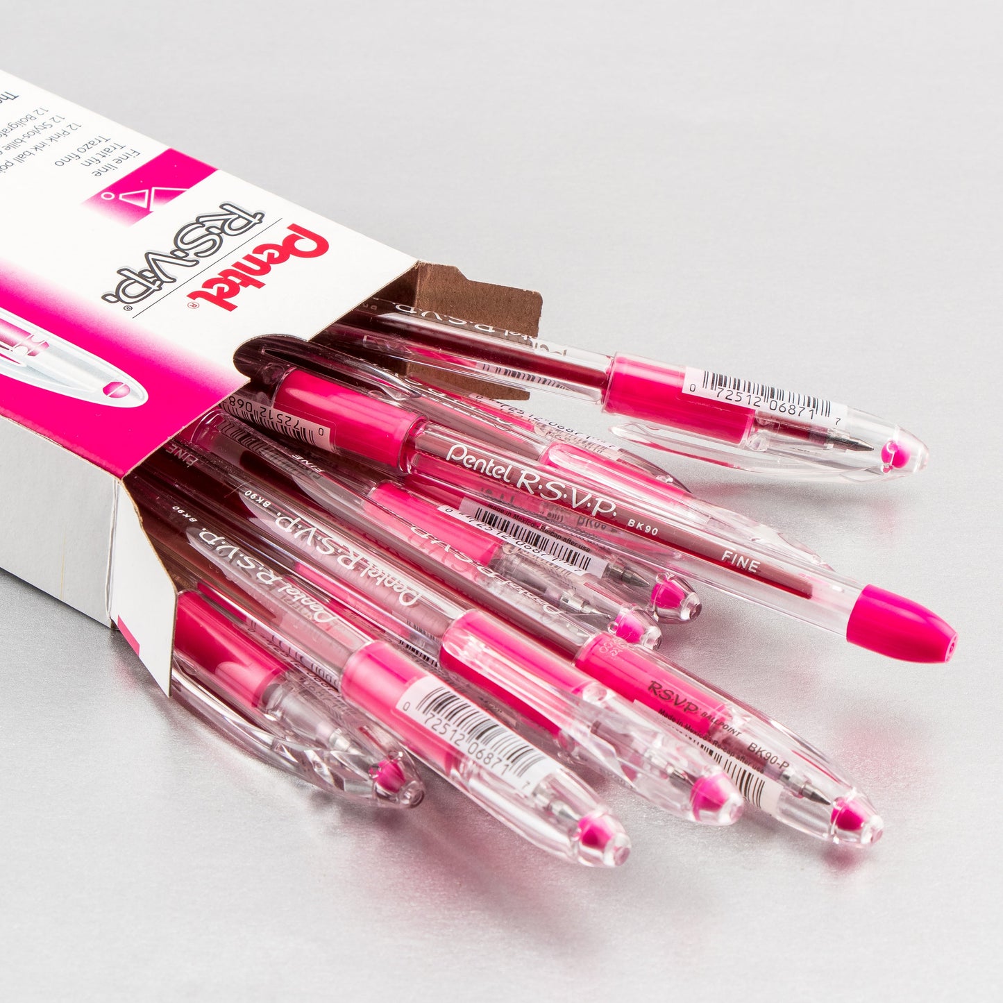 RSVP Ballpoint Pen, (0.7mm) Fine Line, Pink Ink (BK90-P)