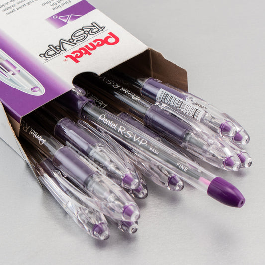 Pentel RSVP Ballpoint Pen, (0.7mm) Fine Line, Violet Ink (BK90-V)