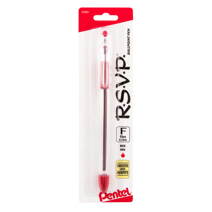 RSVP Ballpoint Pen, (0.7mm) Fine Line, Red Ink 1-Pk (BK90BPB)