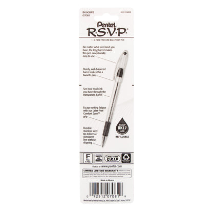 RSVP Ballpoint Pen, (0.7mm) Fine Line, Red Ink 1-Pk (BK90BPB)