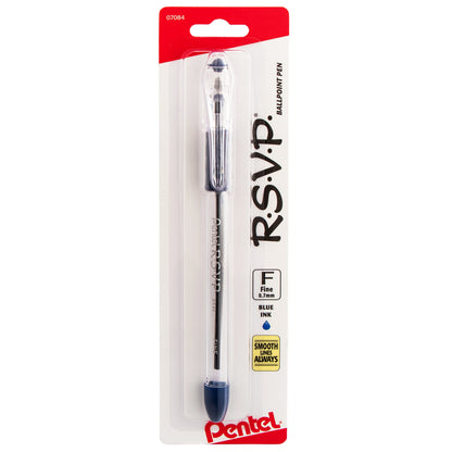 RSVP Ballpoint Pen, (0.7mm) Fine Line, Blue Ink 1-Pk (BK90BPC)