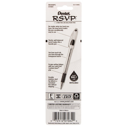 RSVP Ballpoint Pen, (0.7mm) Fine Line, Blue Ink 1-Pk (BK90BPC)