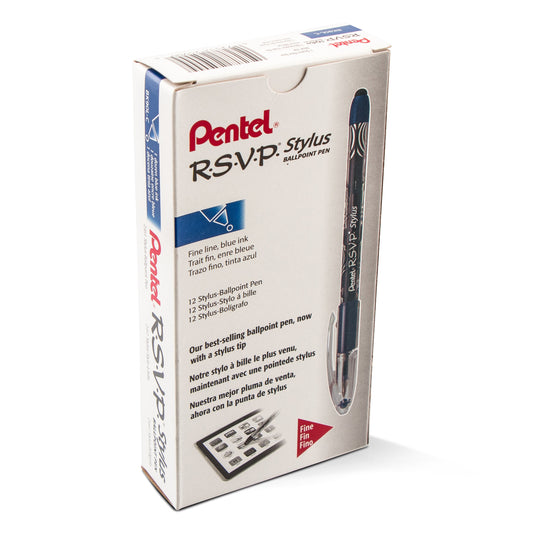 RSVP STYLUS Ballpoint Pen, (0.7mm) Fine Line, Blue Ink (BK90L-C)