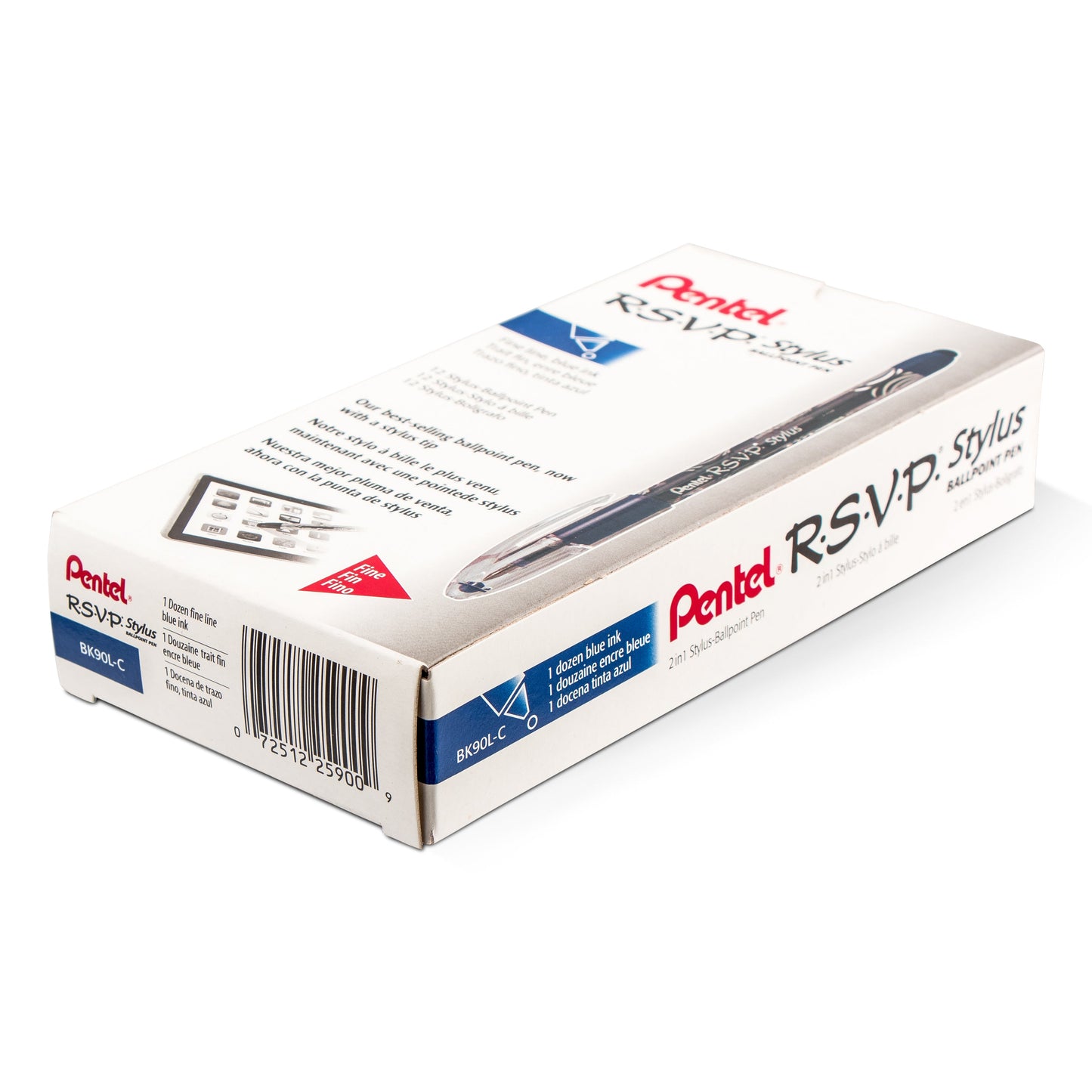 RSVP STYLUS Ballpoint Pen, (0.7mm) Fine Line, Blue Ink (BK90L-C)