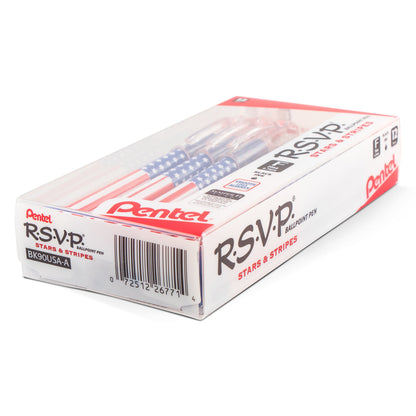 RSVP Ballpoint Pen, (0.7mm) Fine Line, Flag Barrel, Black Ink (BK90USA-A)