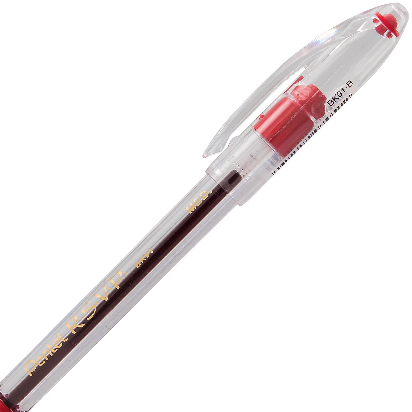 RSVP Ballpoint Pen, (1.0mm) Medium Line, Red Ink (BK91-B)