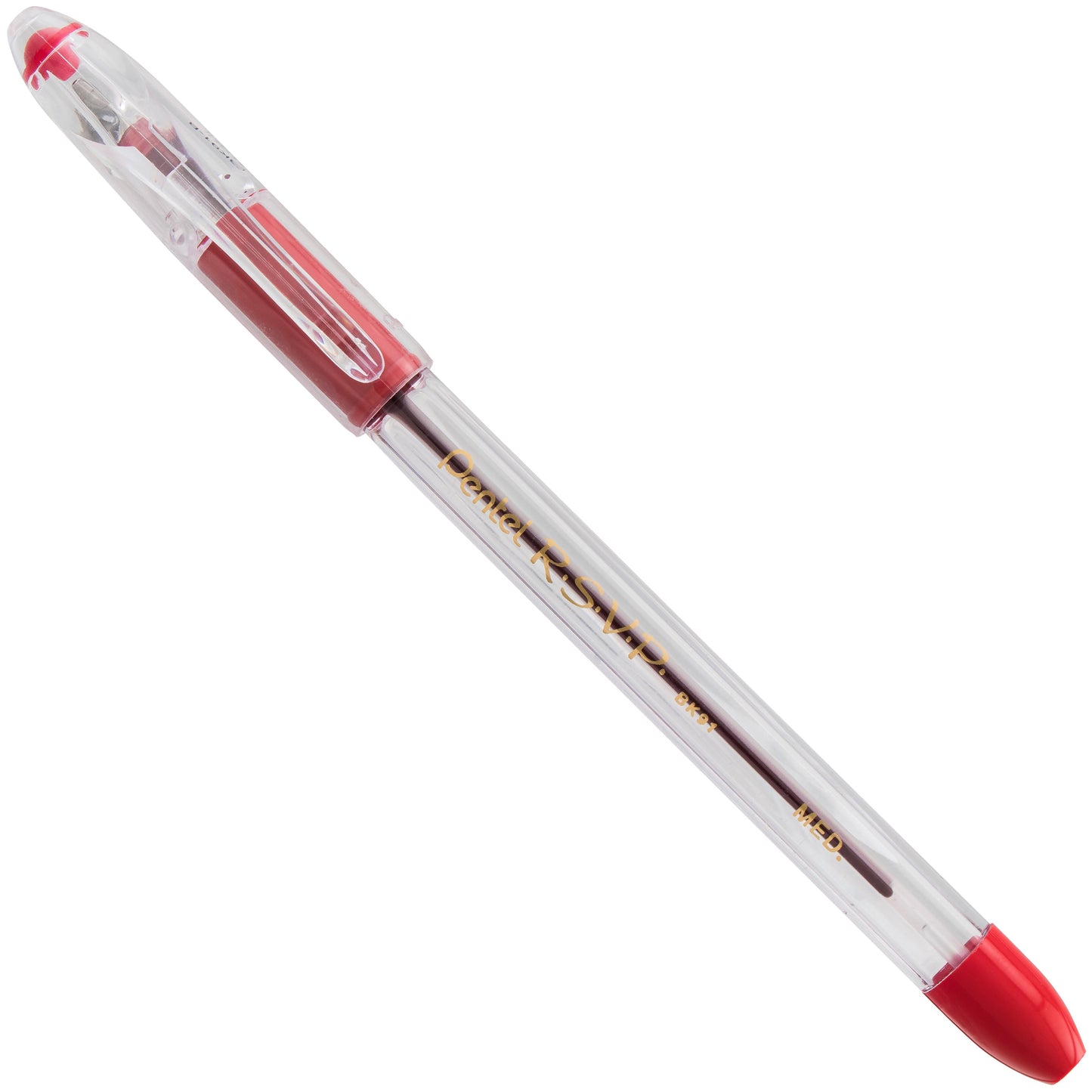RSVP Ballpoint Pen, (1.0mm) Medium Line, Red Ink (BK91-B)