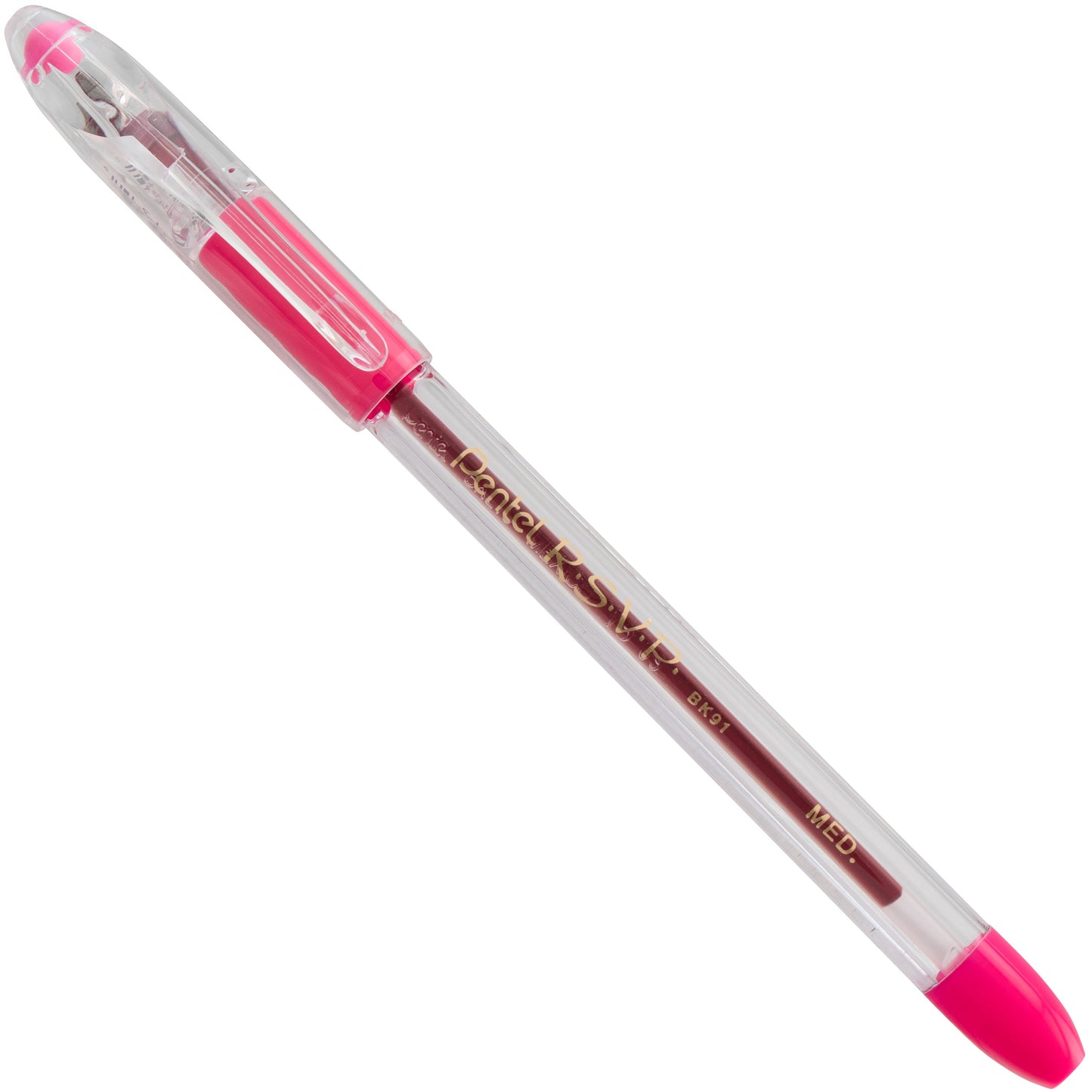 RSVP Ballpoint Pen, (1.0mm) Medium Line, Pink Ink (BK91-P)