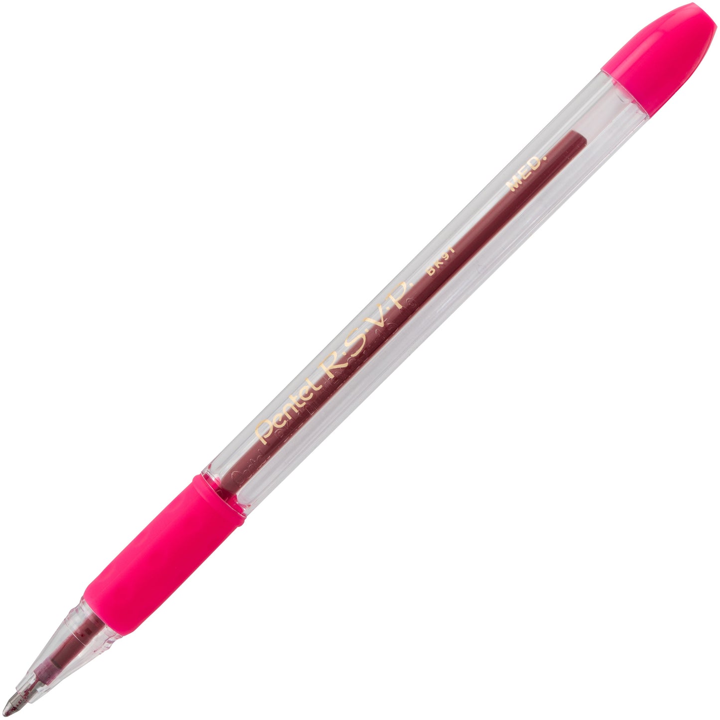 RSVP Ballpoint Pen, (1.0mm) Medium Line, Pink Ink (BK91-P)