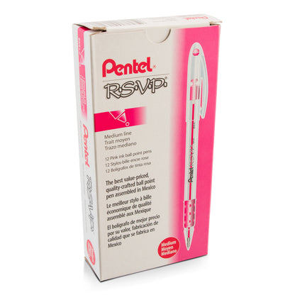 RSVP Ballpoint Pen, (1.0mm) Medium Line, Pink Ink (BK91-P)