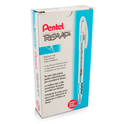 RSVP Ballpoint Pen, (1.0mm) Medium Line, Sky Blue Ink (BK91-S)