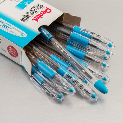 RSVP Ballpoint Pen, (1.0mm) Medium Line, Sky Blue Ink (BK91-S)