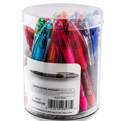RSVP Mini Ballpoint Pen, (1.0mm) Medium Line, 24-Assorted Ink (A/B/C/D/F/P/S/V) in Clear cylinder pack (BK91MN24M)