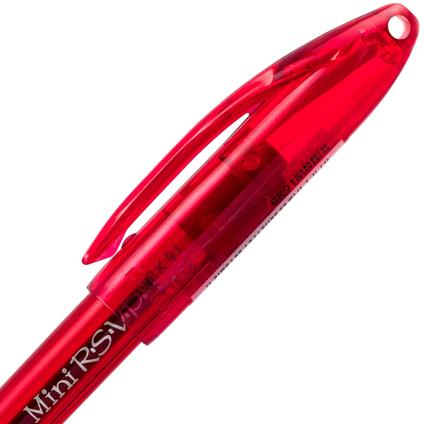 RSVP Mini Ballpoint Pen, (1.0mm) Medium Line, Red Ink (BK91MNB-B)