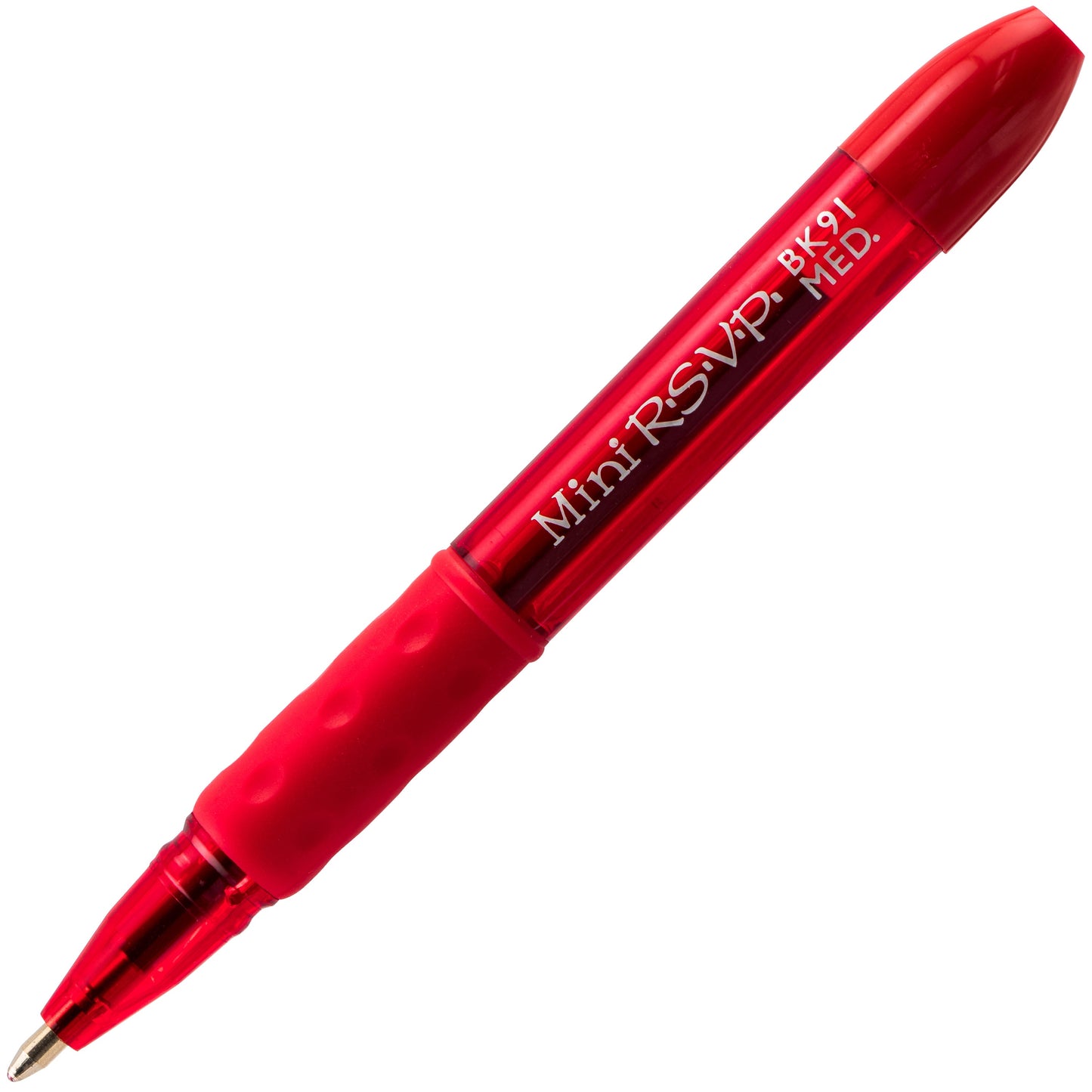RSVP Mini Ballpoint Pen, (1.0mm) Medium Line, Red Ink (BK91MNB-B)