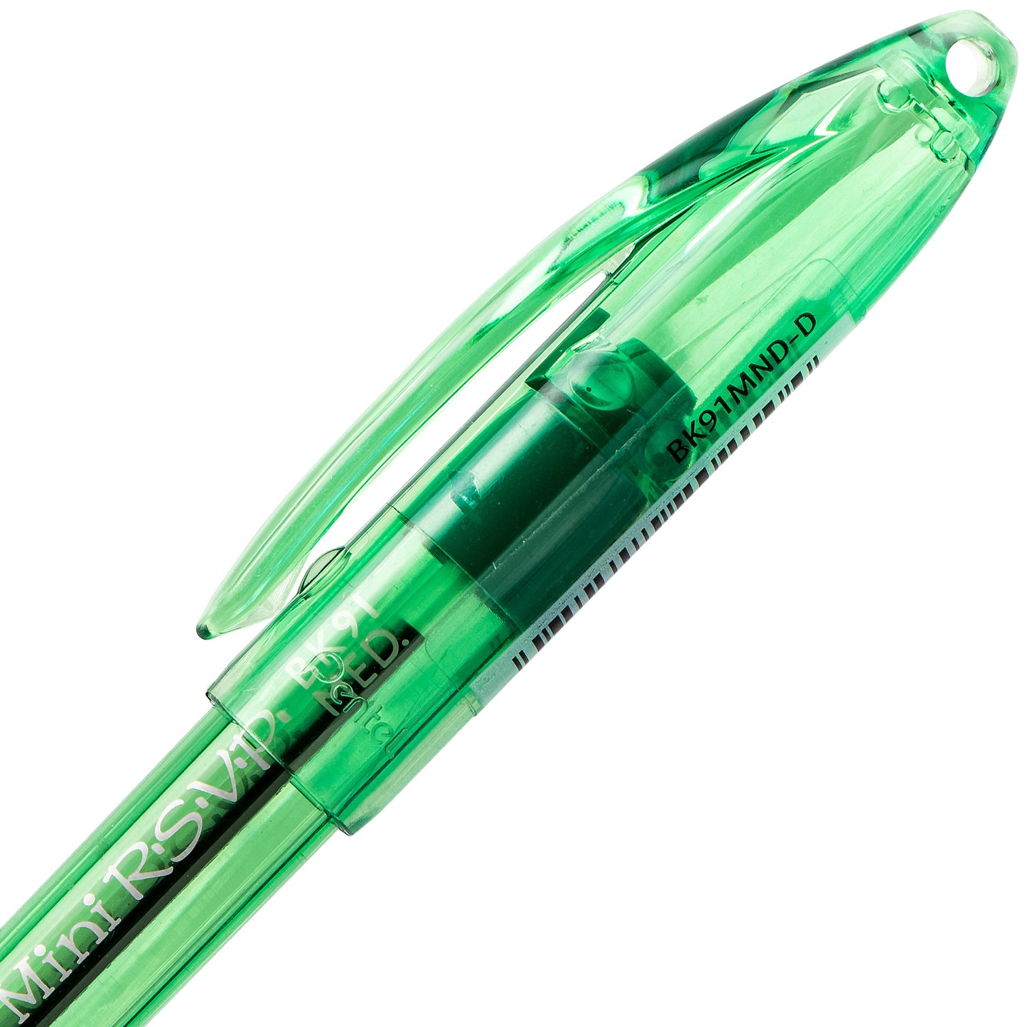 RSVP Mini Ballpoint Pen, (1.0mm) Medium Line, Green Ink (BK91MND-D)