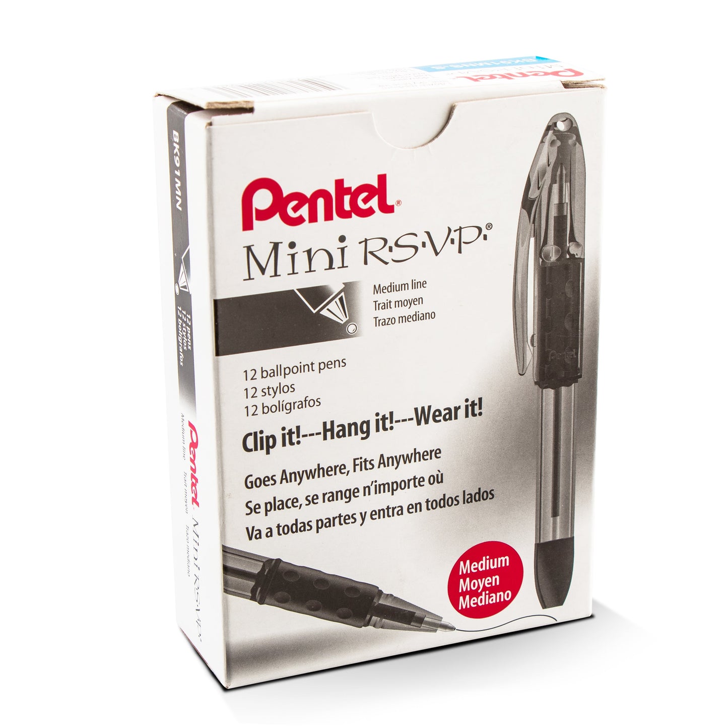 RSVP Mini Ballpoint Pen, (1.0mm) Medium Line, Sky Blue Ink (BK91MNS-S)
