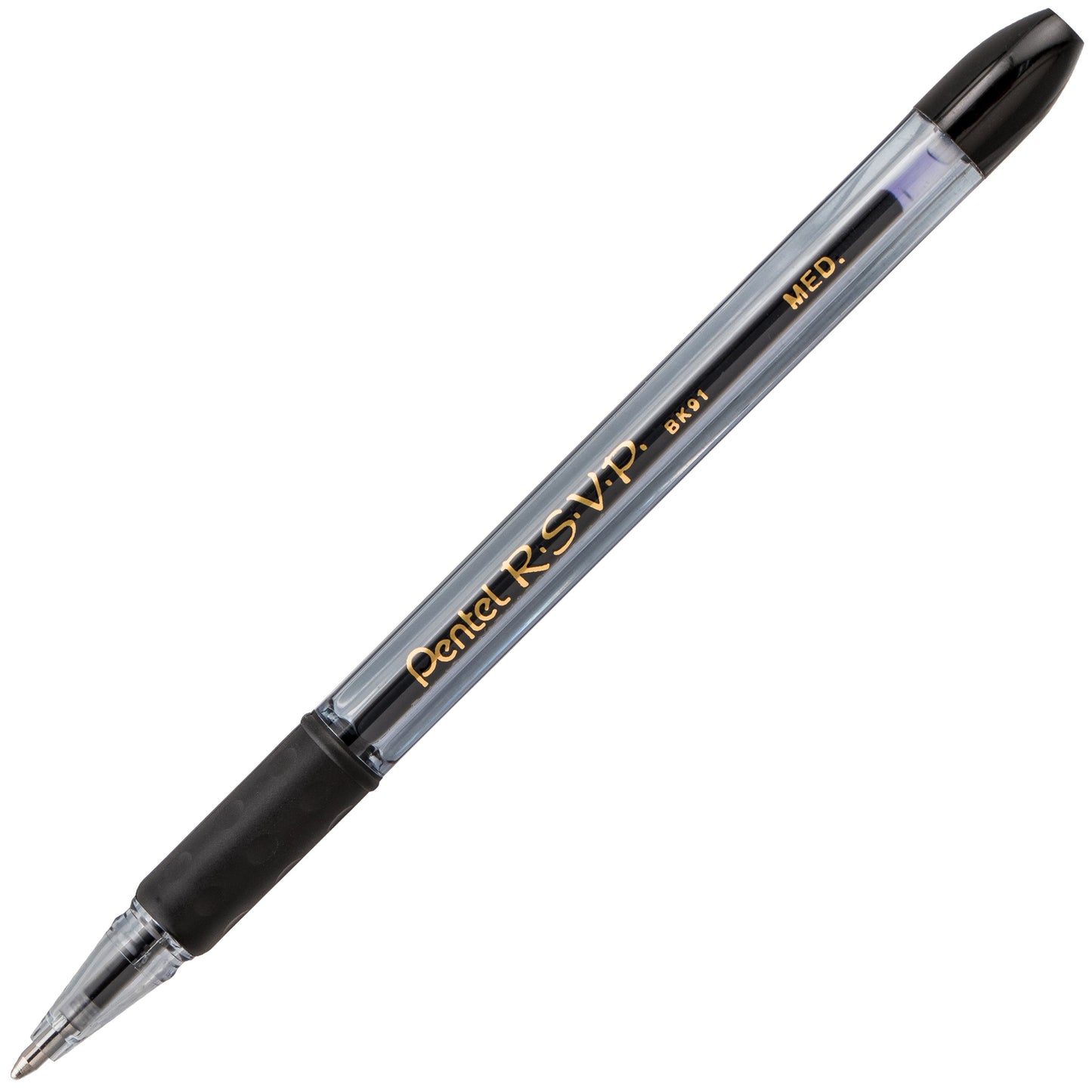 RSVP Razzle-Dazzle Ballpoint Pen, (1.0mm) Medium Line, Black Barrel, Black Ink (BK91RDA-A)