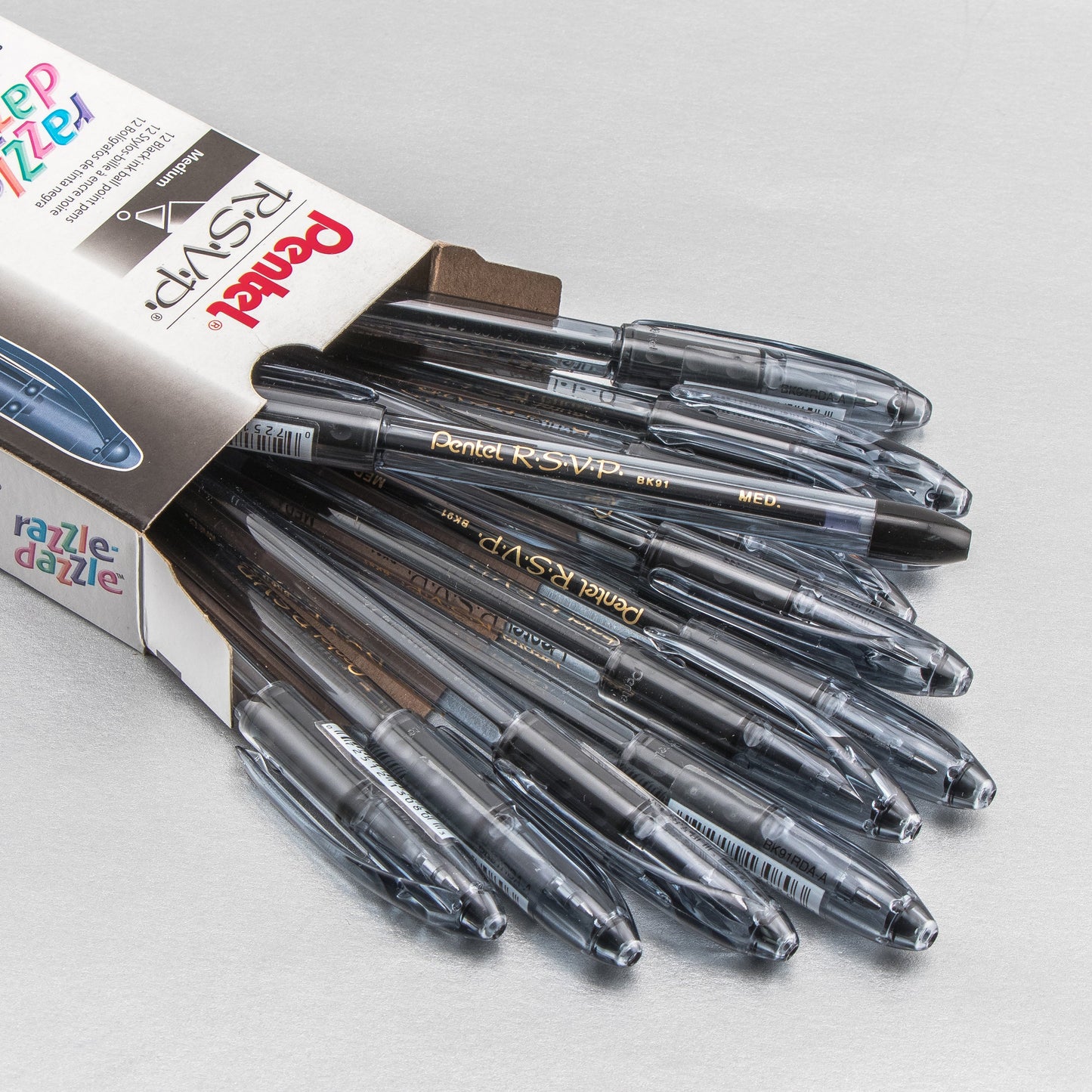 RSVP Razzle-Dazzle Ballpoint Pen, (1.0mm) Medium Line, Black Barrel, Black Ink (BK91RDA-A)