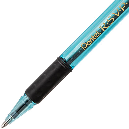 RSVP Razzle-Dazzle Ballpoint Pen, (1.0mm) Medium Line, Blue Barrel, Black Ink (BK91RDC-A)