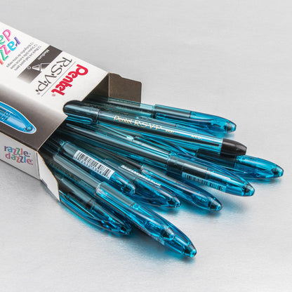 RSVP Razzle-Dazzle Ballpoint Pen, (1.0mm) Medium Line, Blue Barrel, Black Ink (BK91RDC-A)