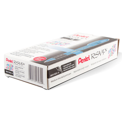 RSVP Razzle-Dazzle Ballpoint Pen, (1.0mm) Medium Line, Blue Barrel, Black Ink (BK91RDC-A)