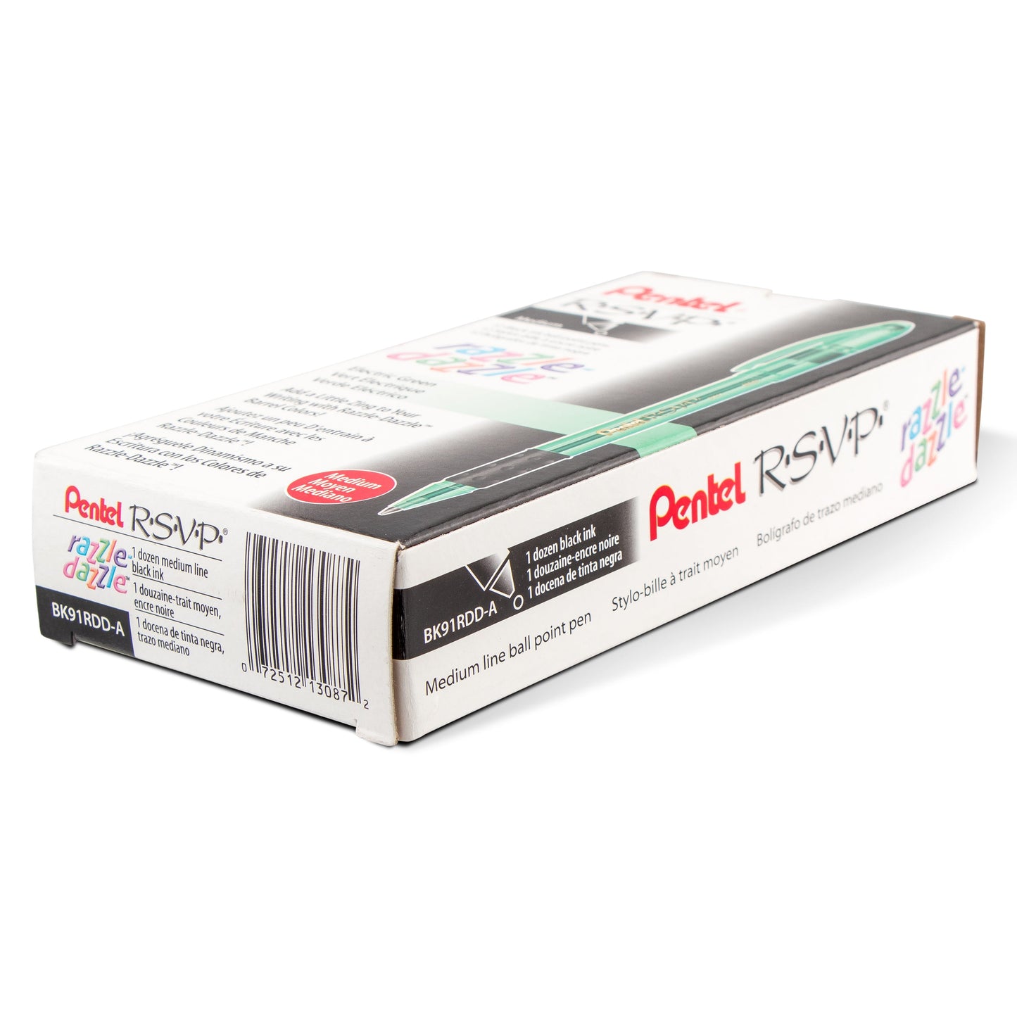 RSVP Razzle-Dazzle Ballpoint Pen, (1.0mm) Medium Line, Green Barrel, Black Ink (BK91RDD-A)