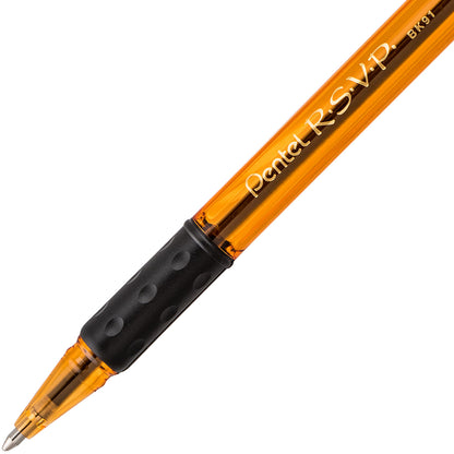RSVP Razzle-Dazzle Ballpoint Pen, (1.0mm) Medium Line, Orange Barrel, Black Ink (BK91RDF-A)