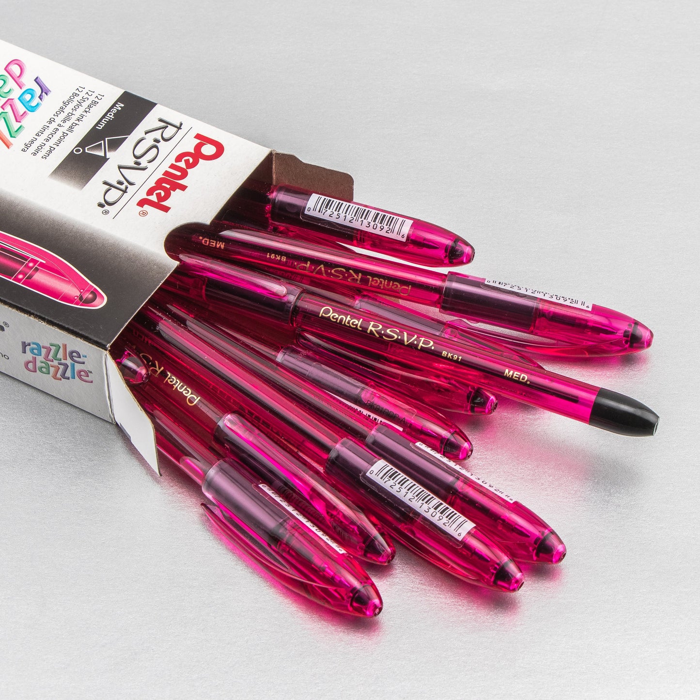 RSVP Razzle-Dazzle Ballpoint Pen, (1.0mm) Medium Line, Pink Barrel, Black Ink (BK91RDP-A)