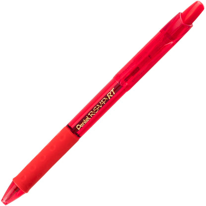 RSVP RT COLORS Retractable Ballpoint Pen, (1.0mm) Medium Line, Red Barrel, Red Ink (BK93CRB-B)