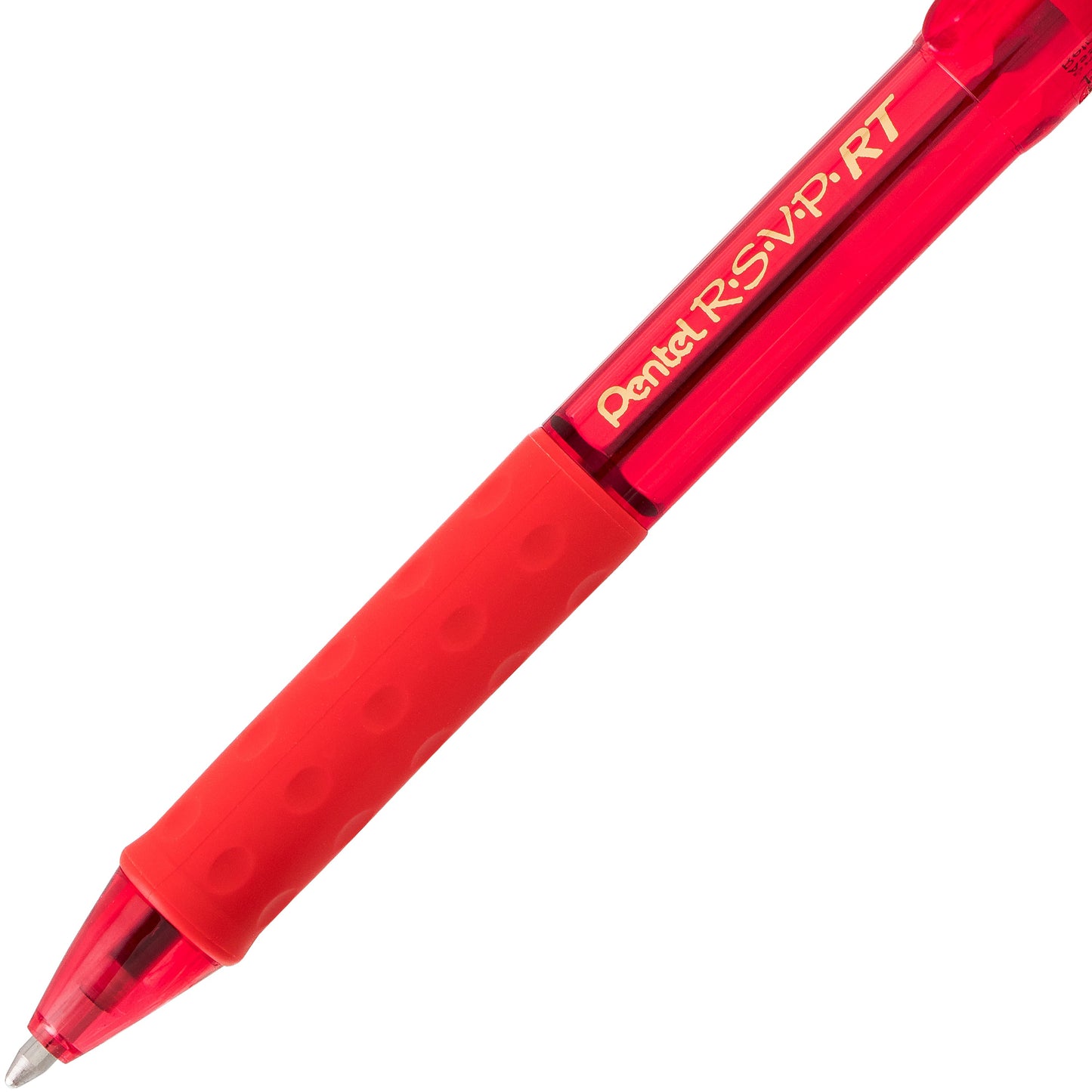 RSVP RT COLORS Retractable Ballpoint Pen, (1.0mm) Medium Line, Red Barrel, Red Ink (BK93CRB-B)