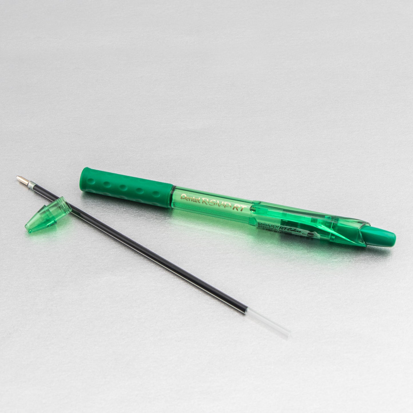 RSVP RT COLORS Retractable Ballpoint Pen, (1.0mm) Medium Line, Green Barrel, Green Ink (BK93CRD-D)