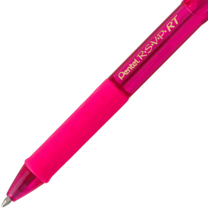 RSVP RT COLORS Retractable Ballpoint Pen, (1.0mm) Medium Line, Pink Barrel, Pink Ink (BK93CRP-P)