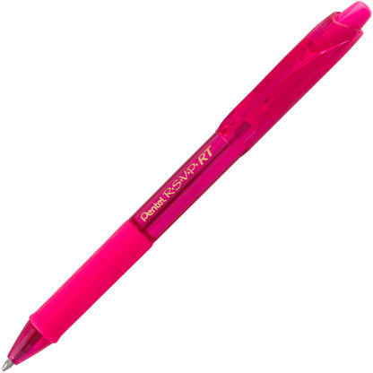 RSVP RT COLORS Retractable Ballpoint Pen, (1.0mm) Medium Line, Pink Barrel, Pink Ink (BK93CRP-P)