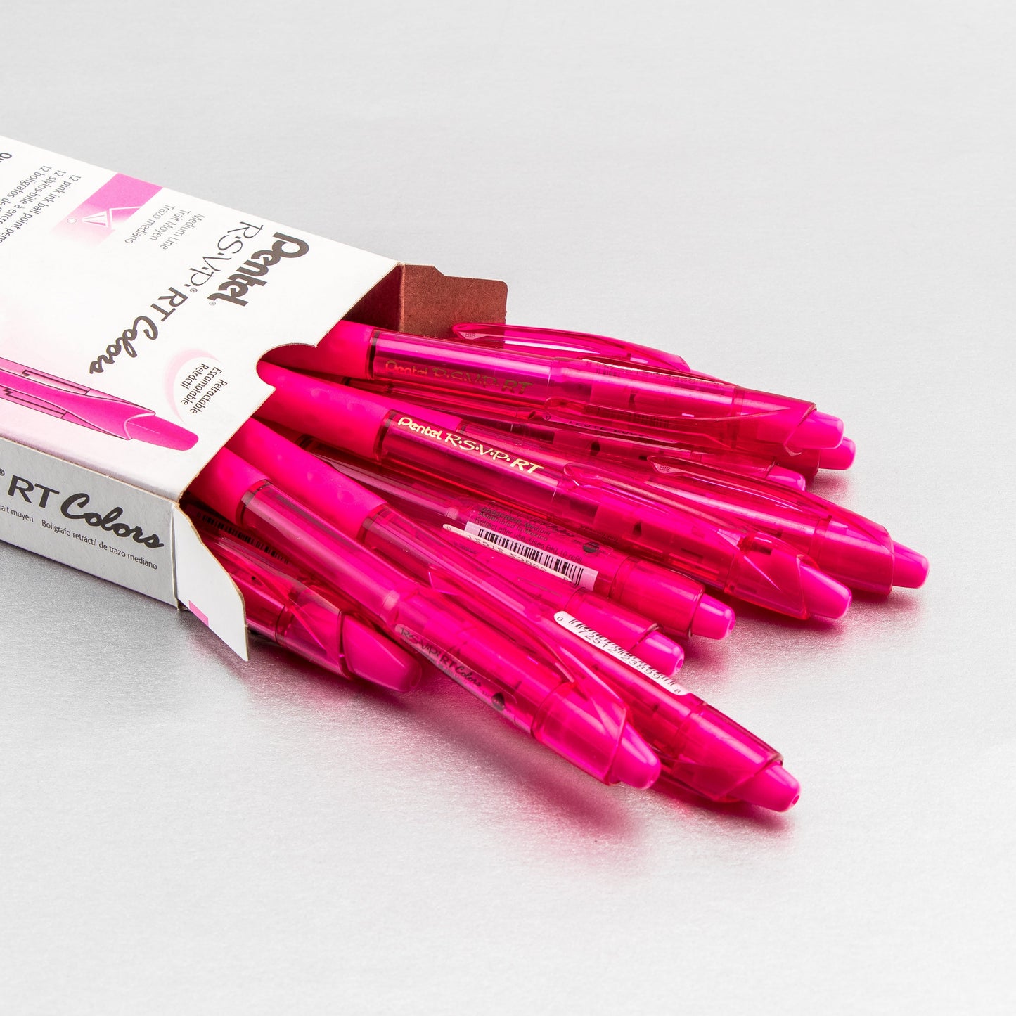 RSVP RT COLORS Retractable Ballpoint Pen, (1.0mm) Medium Line, Pink Barrel, Pink Ink (BK93CRP-P)