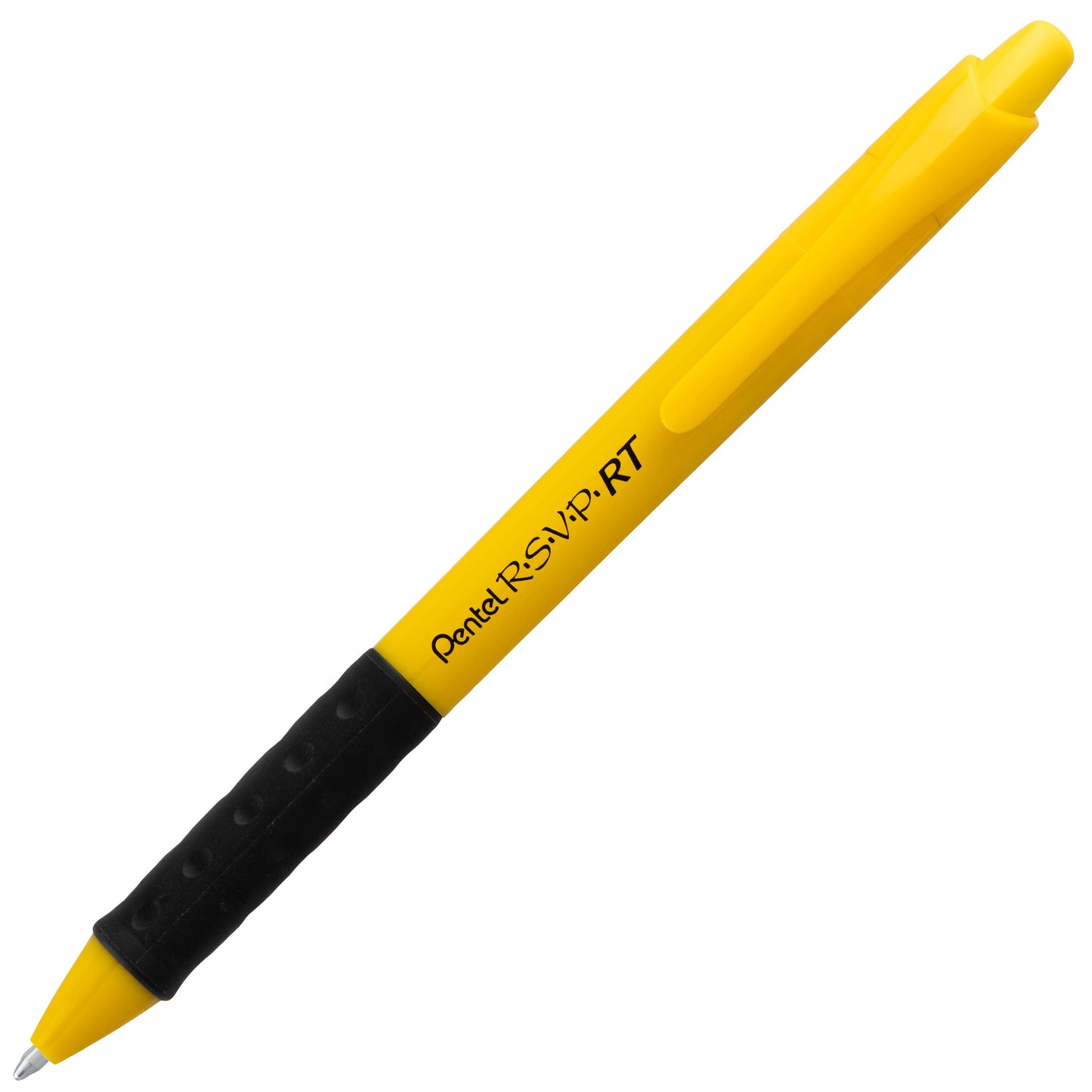 RSVP RT Retractable Ballpoint Pen, (1.0mm) Medium Line, Safety Color Yellow Barrel, Black Ink (BK93HDG-A)