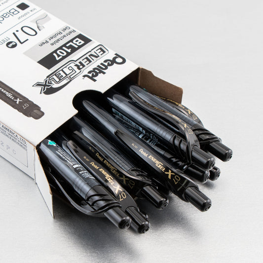 Pentel EnerGel-X Retractable Liquid Gel Pen, (0.7mm) Metal Tip, Black Ink (BL107-A), 48 Dozen