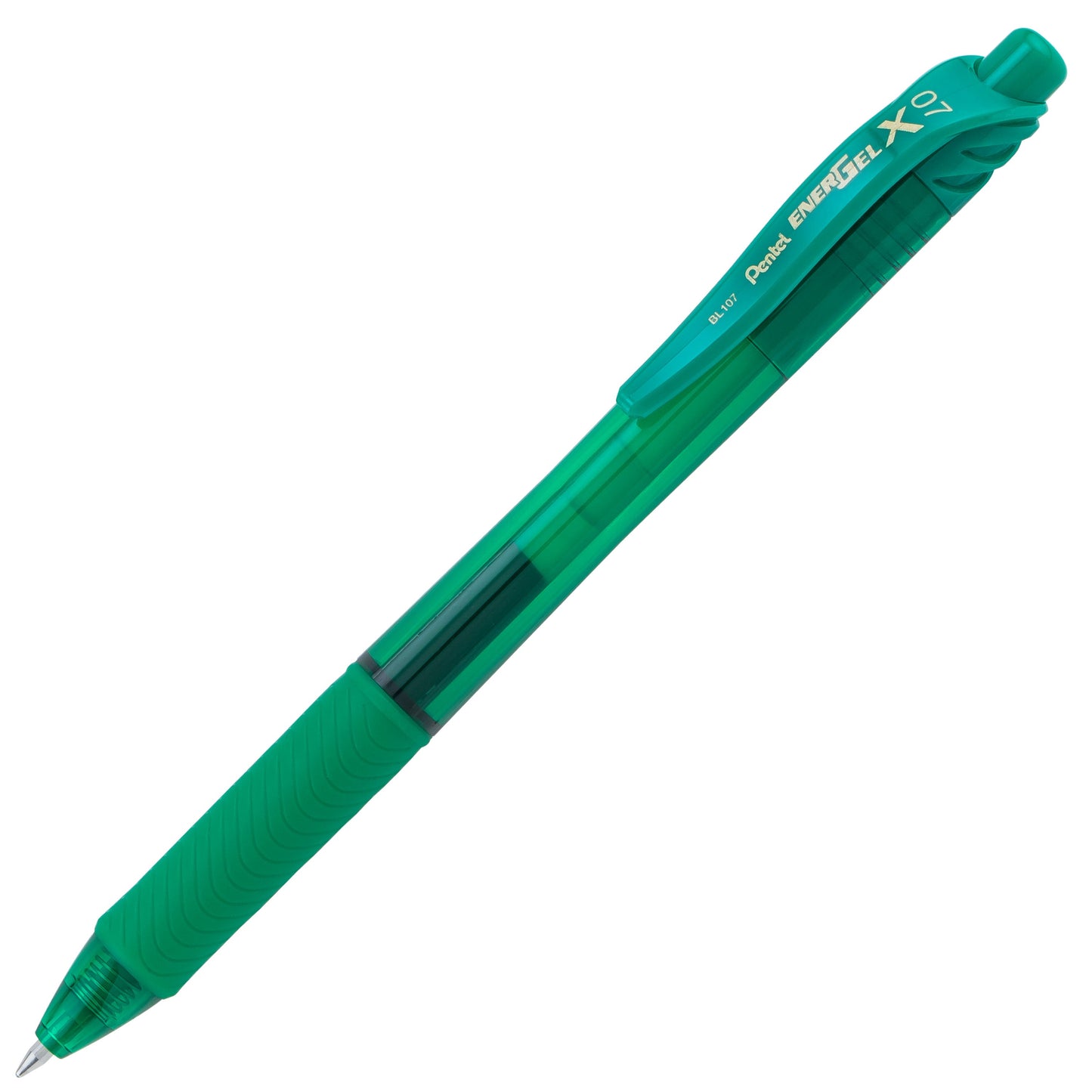 EnerGel-X Retractable Liquid Gel Pen, (0.7mm) Metal Tip, Medium Line, Green Ink (BL107-D)