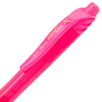 EnerGel-X Retractable Liquid Gel Pen, (0.7mm) Metal Tip, Medium Line, Pink Ink (BL107-P)