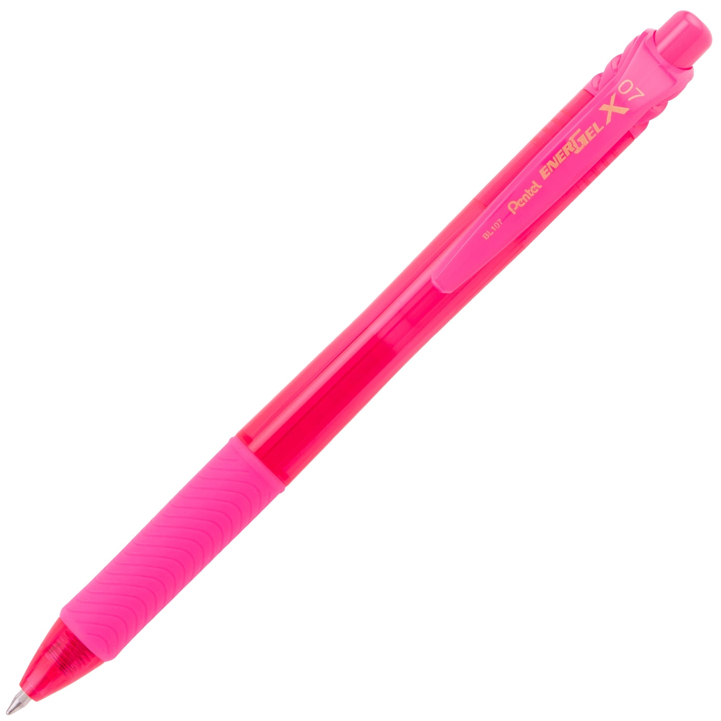 EnerGel-X Retractable Liquid Gel Pen, (0.7mm) Metal Tip, Medium Line, Pink Ink (BL107-P)