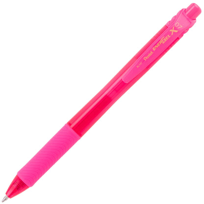 EnerGel-X Retractable Liquid Gel Pen, (0.7mm) Metal Tip, Medium Line, Pink Ink (BL107-P)