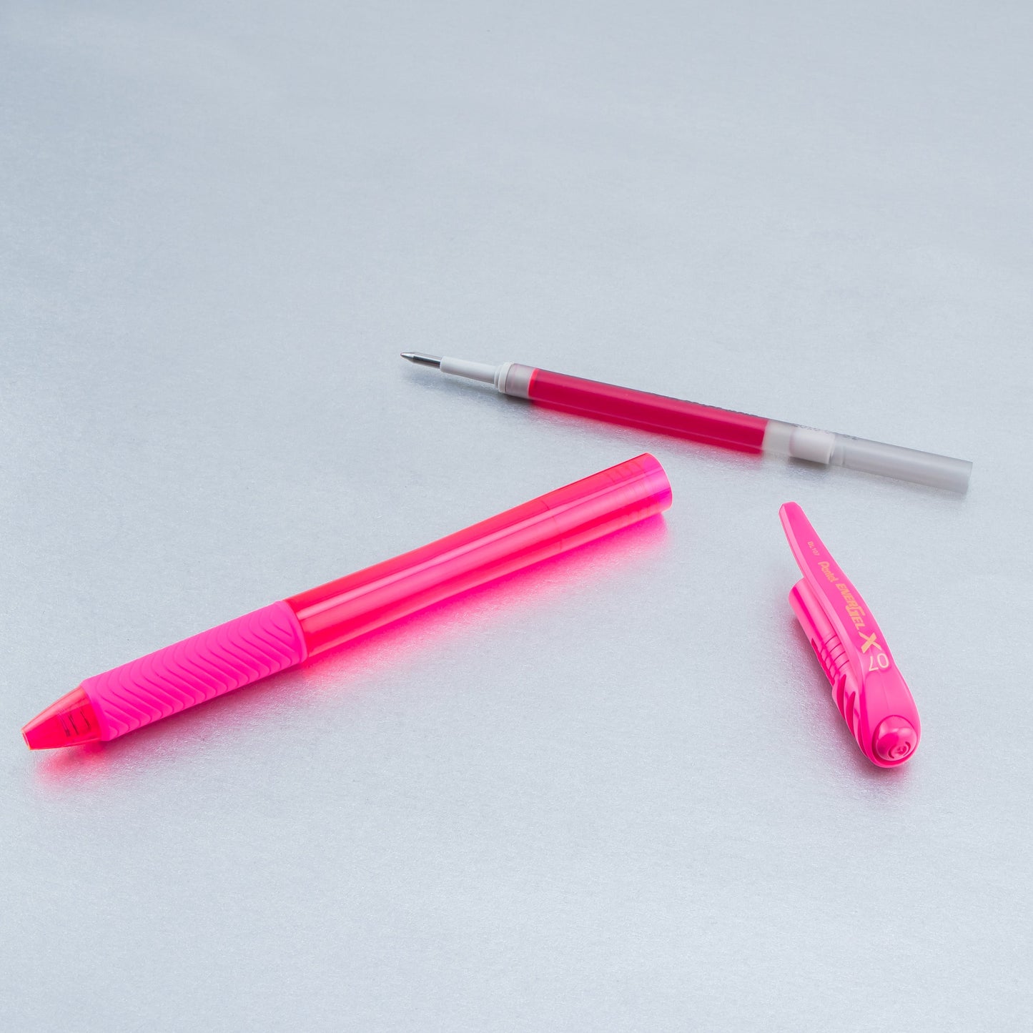 EnerGel-X Retractable Liquid Gel Pen, (0.7mm) Metal Tip, Medium Line, Pink Ink (BL107-P)